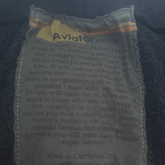 Aviator Nation Navy Sweatpants with Rainbow Trim - Picture 3 of 3